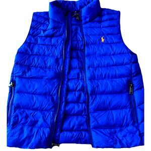 Polo Ralph Lauren Puffer Vest Boys Med snow winter Blue Full Zip Pony Logo NWOT